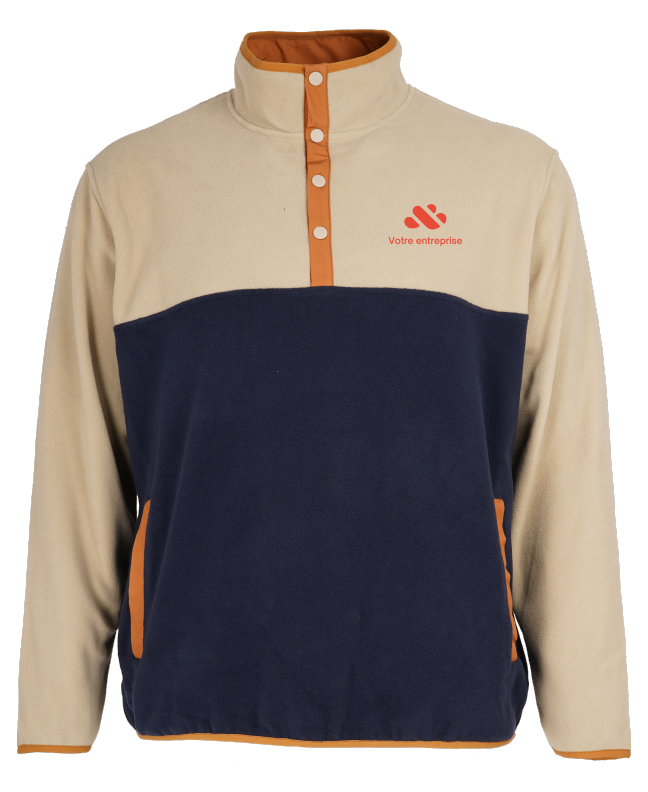 Boutique de base - XMP212U Unisex Retro Microfleece (TAUPE/MARINE) - BR. 000 (AVG)